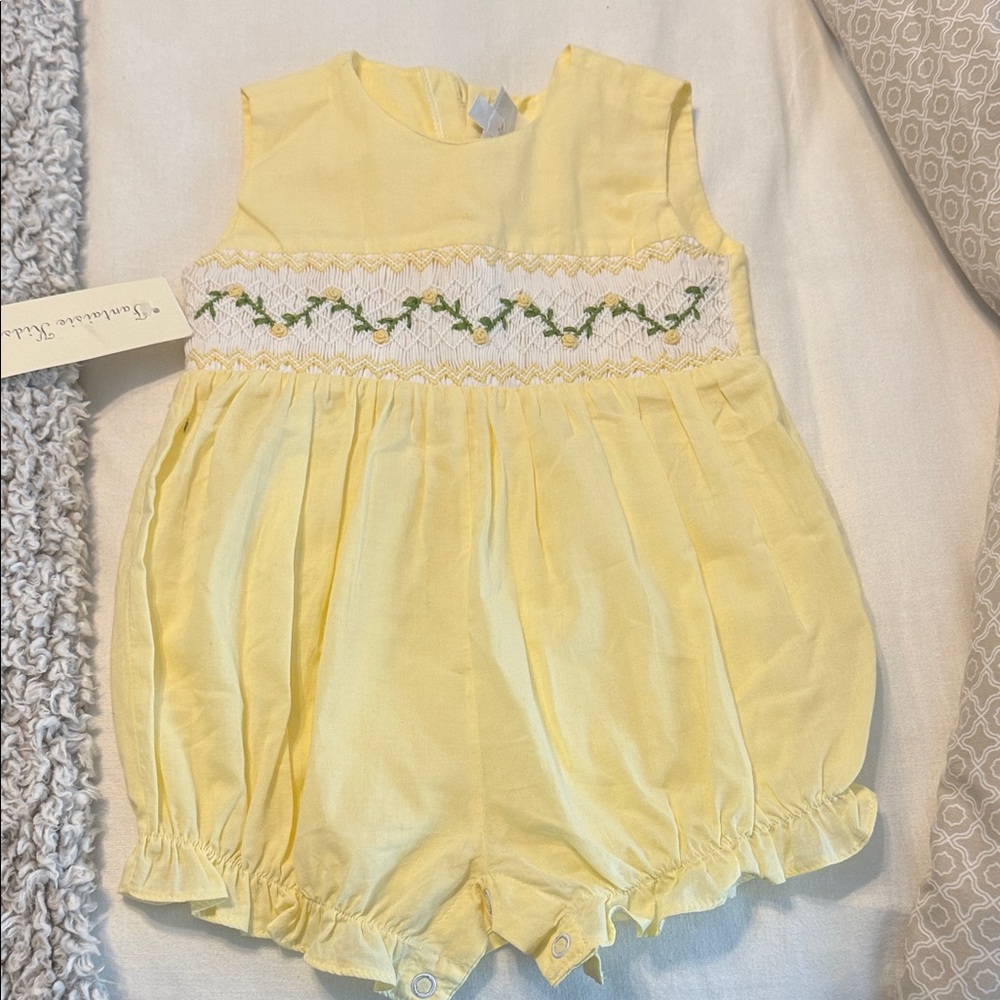 Charming Yellow Baby Romper with Embroidery